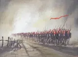 Cavalry on horseback by John Bampfield, oil on canvas, sold Jan 2023