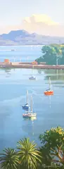 Yachts at anchor by Simon Williams, oil on canvas, sold Jan 2023