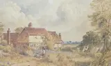 Extensive Landscape with Windmill and Tower, label verso, 28 x 36cm, together with a Philip A Bosworth by Charles Davidson, watercolour, sold Jan 2023