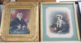 Portrait of a lady with a lap dog, 22 x 17cm, and another similar portrait of Mrs Baily, wife of Dr Bailey of Harwich, 27 x 21cm by William John Newton, watercolour, sold Jan 2023