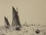 Fishing boats, Hamilton Bank by William Lionel Wyllie, etching, sold Jan 2023