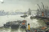 View of Tower Bridge by Hans Figura, etching, sold Jan 2023