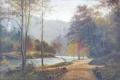 Lovers Walk, Matlock by George Willis-Pryce, oil, sold Dec 2022