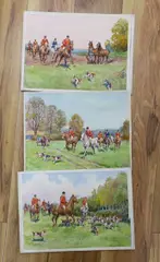 Hunting scenes by Savile Lumley, watercolor, offered Dec 2022