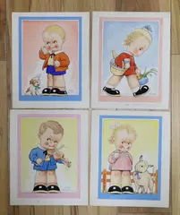 Original postcard artwork for children's by Reg Maurice, watercolor, sold Dec 2022