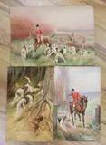 Hunting scenes by George Rankin, watercolor, sold Dec 2022