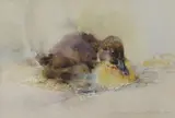 Duck resting by Ian Armour-Chelu, 1981, watercolour, sold Dec 2022