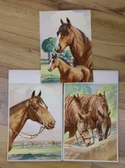 Studies of horses by Ernest Herbert Whydale, watercolor, sold Dec 2022