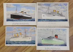 Ocean liners by John Nicholson, watercolor, sold Dec 2022