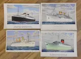 Ocean liners by John Nicholson, watercolor, sold Dec 2022