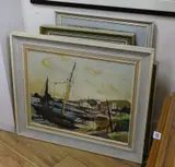 Coastal view and assorted landscapes by Walter Leslie Fenner, watercolour, sold Dec 2022
