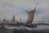 watercolour, Fishing boat off the Dutch coast, signed, 33 x 48cm by Wa ..., watercolour, sold Dec 2022