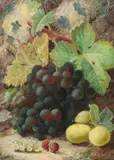Still life of grapes by Oliver Clare, oil on canvas, sold Dec 2022