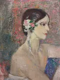 Portrait of Ursula Moreton OBE FRAD by Margaret Fisher Prout, Oil on board, sold Dec 2022