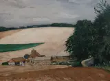 Farm in a landscapeoil on wooden by Christopher Richard Wynne Nevinson, oil on wood, sold Dec 2022