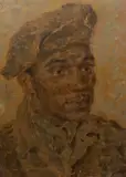 Portrait of a black man in military uniformoil on by Oliver Messel, oil on board, sold Dec 2022