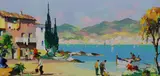'Along the Spanish Coast near Marbella on the by Cecil Rochfort D'Oyly-John, oil on canvas, sold Dec 2022