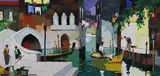 By the Hotel Gritti, Off Place Masco, Venice by Cecil Rochfort D'Oyly-John, oil on canvas, sold Dec 2022