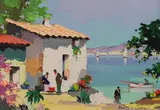 Near the Flower Market, Cannes, S of France by Cecil Rochfort D'Oyly-John, oil on canvas, sold Dec 2022