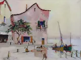 St Tropez, Riviera about 7.30 by Cecil Rochfort D'Oyly-John, oil on canvas, sold Dec 2022