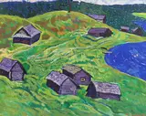 Dhakas in summeroil and by Yuri Vladimirovich Matushevsky, oil and gouache on card, sold Dec 2022