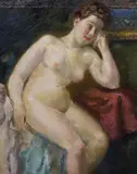 Seated female nudeoil on canvasc by Marian Kratochwil, oil on canvas, sold Dec 2022