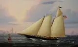Yacht America by William Robert Davis, oil on panel, sold Dec 2022