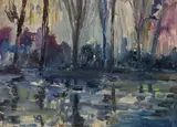 Untitled by James Lawrence Isherwood, oil on board, sold Dec 2022