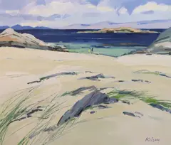 Sunny beach - Iona by Robert Kelsey, oil on canvas, sold Dec 2022
