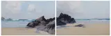 Town Beach, Newquay' and 'Cornish beach scene' pair of gouaches on paper signed and titled 59 x 90cm ***CONDITION REPORT*** Town Beach by Frederick John Widgery, watercolor, sold Dec 2022