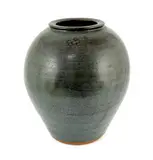 A large grey-blue and tenmoku glazed ovoid vase by William Marshall, sculpture, sold Dec 2022