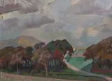 The Downs near Guildford by Roger Fry N.E.A.C., oil on wood, sold Dec 2022