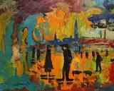 Ghost Sky / Wigan Natives by James Lawrence Isherwood, oil, sold Dec 2022