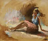 Sketch of a seated woman by Sherree Valentine-Daines, oil on card, sold Dec 2022