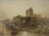 Boatman with castle ruins beyond by Copley Fielding, watercolour, offered Dec 2022