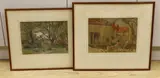 Barn and Farmhouse at Marketing, Yorks, and Down by the wilderness, Buckhurst Hill by Bernard J.W. Bowerman, watercolor, offered Dec 2022