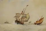 Shipping at sea by Frederick James Aldridge, watercolour, sold Dec 2022