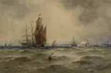 Off the French Coast by Thomas Bush Hardy, 1895, watercolour, sold Dec 2022