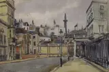 London street scene, near Trafalgar Square by Llewellyn Petley-Jones, watercolour, offered Dec 2022