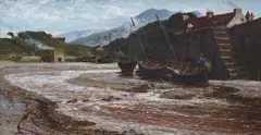 Estuary at low tide by Edwin Ellis, oil on canvas, sold Dec 2022