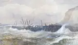 The Old Breakwater, Newhaven by Richard Henry Nibbs, watercolour, sold Dec 2022