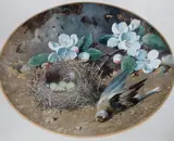 Still life of blossom, a birds nest and dead goldfinch by William Cruikshank, watercolour and gouache, sold Dec 2022