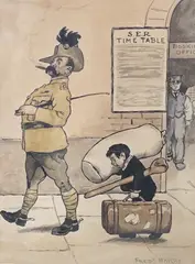 Untitled by Frederick Harry, ink and watercolour, offered Dec 2022