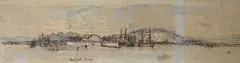 Purfleet, Essex by Richard Henry Nibbs, ink and watercolour, sold Dec 2022