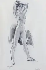 Acrobat' pencil on paper signed, titled and dated 1925 21 x 15cm by William Russell Flint, 1925, pencil on paper, sold Dec 2022