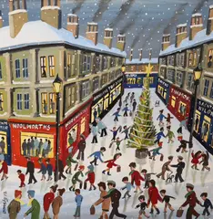 Christmas Shoppers by John Ormsby, oil on canvas, sold Nov 2022