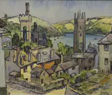 English coastal town by Robert Sydney Rendle Wood, Wood, sold Nov 2022