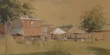 Study of a travelling funfair by Agnes S. Eadie, watercolour, offered Nov 2022