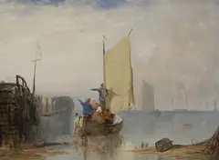 Yarmouth jetty, Nightingale of Norwich label verso, 18 x 24cm by Alfred George Stannard, oil on board, sold Nov 2022