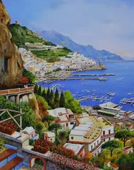 Amalfi by Vittorio Izzo, 2017, oil on canvas, sold Nov 2022